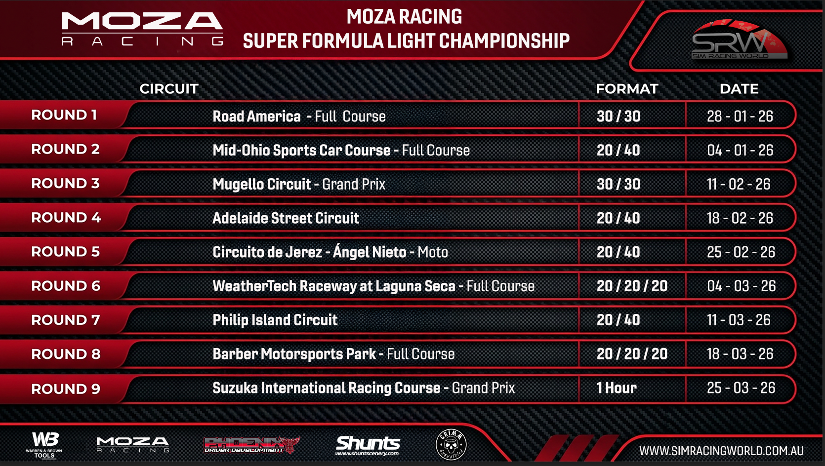 SRW Season 1 2026 Subscription